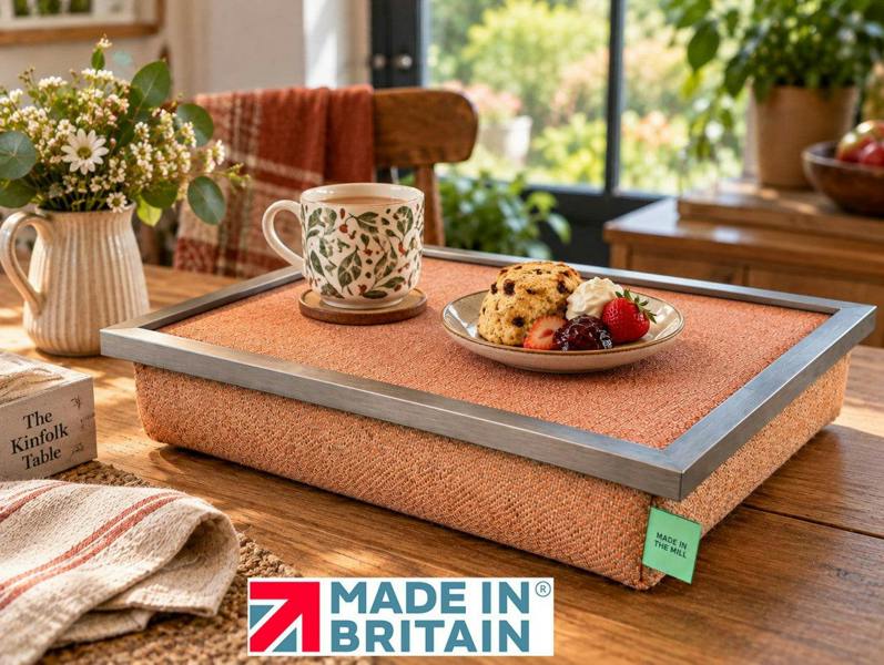 Made in the Mill Luxury Mid Century Orange Lap Tray With Bean Bag