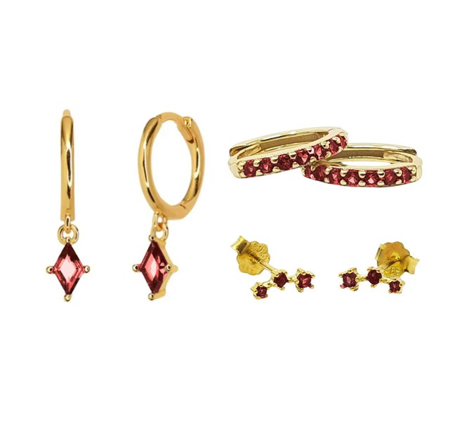 Garnet January Birthstone Earrings Gift Set For Her