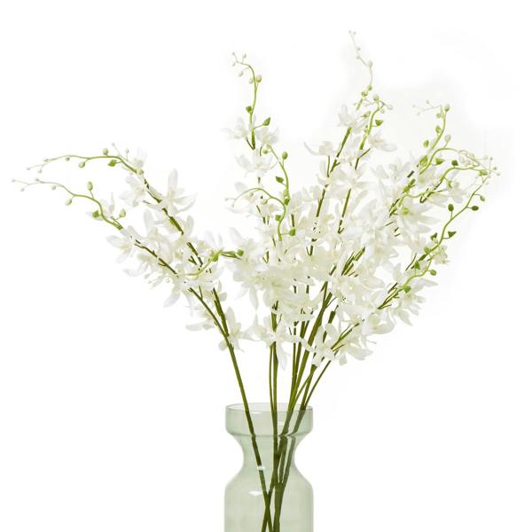 Wyld Haus Set of 3 Artificial Flowers  White Cymbidium Sprays