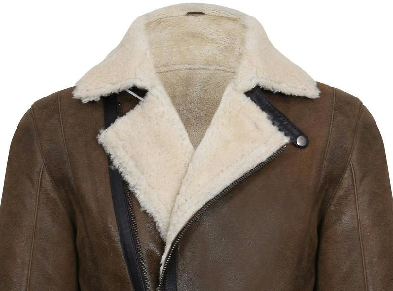 Infinity Leather Mens Double Breasted Sheepskin Leather Biker Jacket-Manila