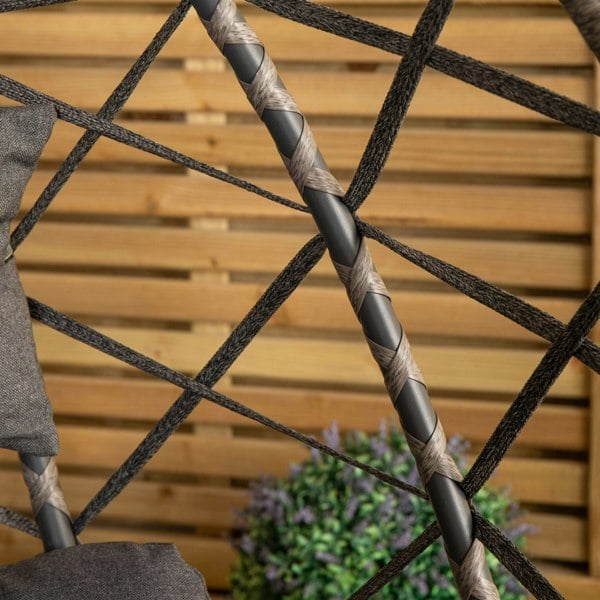 Samuel Alexander 2 Seater Hanging Garden Rattan Egg Chair with Steel Frame and Waterproof Cover in Grey