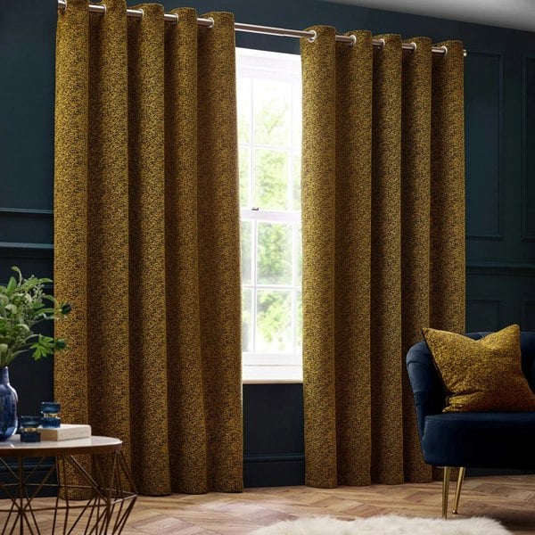 Paoletti New Galaxy Chenille Eyelet Curtains - Gold