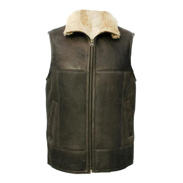 Eastern Counties Leather Mens Harvey Sheepskin Gilet - Chocolate Forest