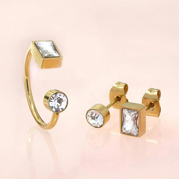 Say It With Mixed Shape Earrings - Yellow Gold