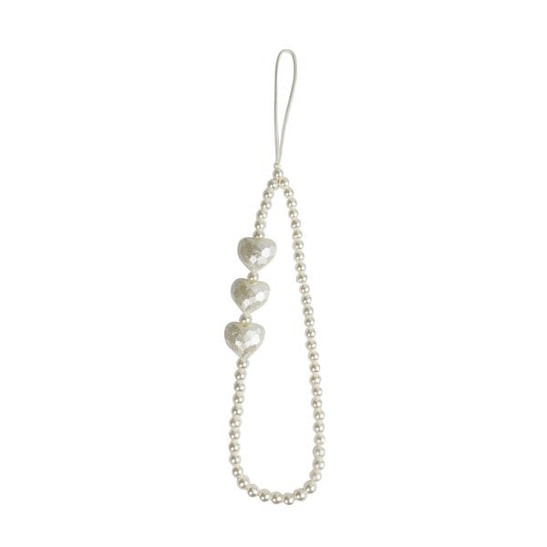 Gold Trip Pearl Hearts Wristlet Phone Strap