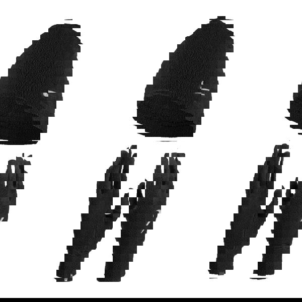 Nike Fleece Logo Beanie & Gloves Set - Black - 