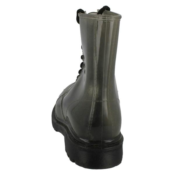 Spot On Ladies Spot On Chunky Heel Transparent Boots