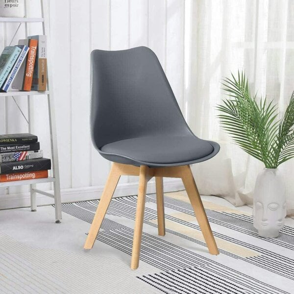 Kosy Koala Modern Grey Dining Table Set With 4 Grey Plastic Chairs Dining Room Furniture