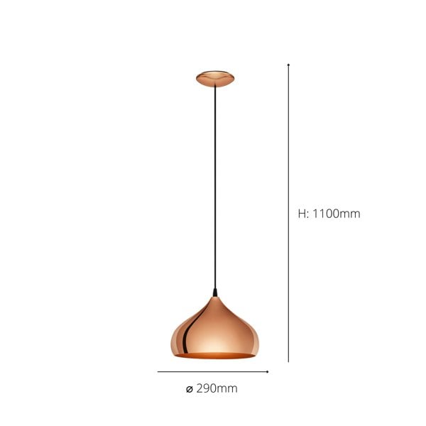 EGLO Hapton 1-Light Vintage Copper Single Pendant