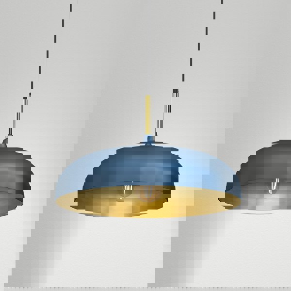 Milagro Lincoln Blue 45CM Pendant Lamp Stylish Hand Made Scandi Style Lamp With A Golden Finish To The Shade Interior 1XE27