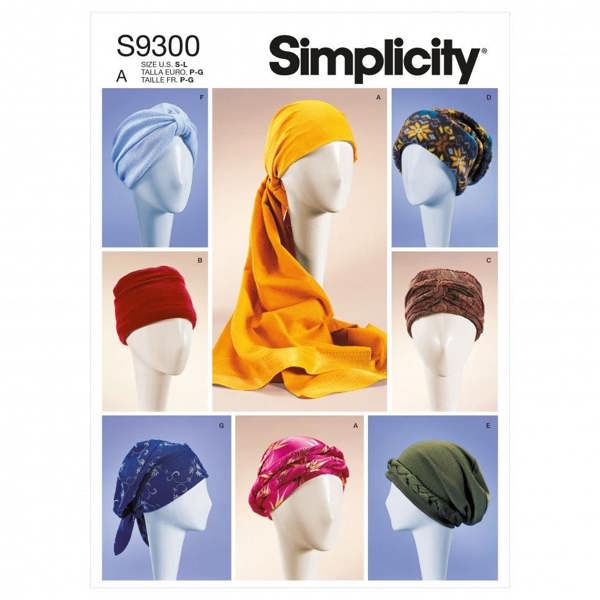 Simplicity Sewing Pattern 9300, Headwear for Women, A (S-M-L) - Intermediate