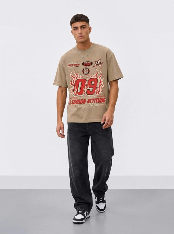 London Attitude Racing Oversized Heavyweight Graphic T-Shirt