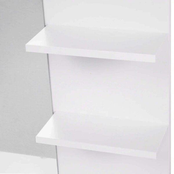 Bobobiy Modern Bathroom Mirror, Wall-mounted Vanity Mirror with 3 Tiers Storage Shelves for Make Up, White