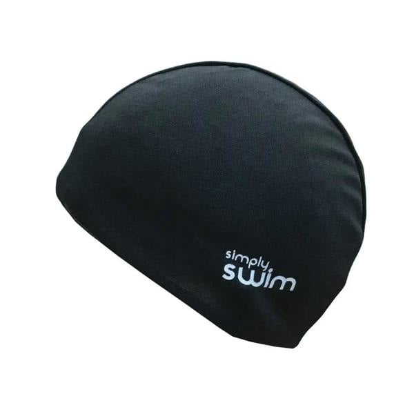 Black Simply Swim adult polyester swim cap in solid colours
