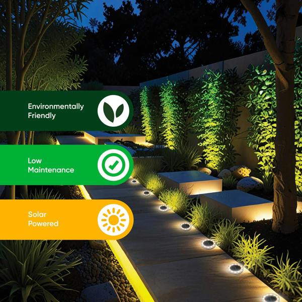 Gardenwize Pack of 2 Solar Deck Lights – Bright White LED Outdoor Step & Pathway Lights