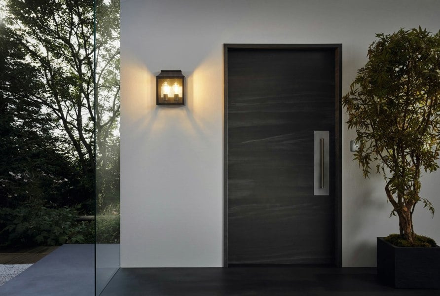 EGLO Soncino 2-Light Industrial Exterior Wall Light With Glass Panels