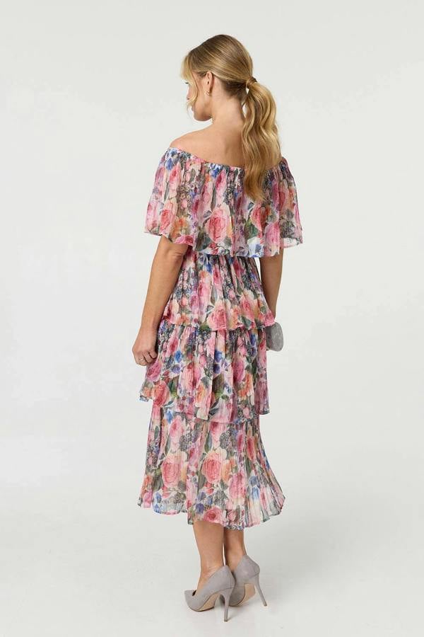Pink | Floral Layered Tiered Maxi Dress