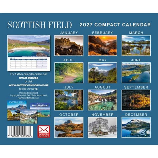 Scottish Field Mini Calendar 2027, Wall Calendars, Month To View, Travel, Gift