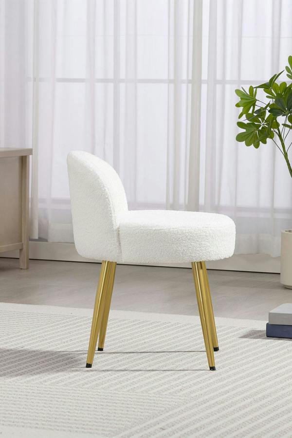 Living and Home Teddy Fleece Dressing Table Stool with Iron Legs