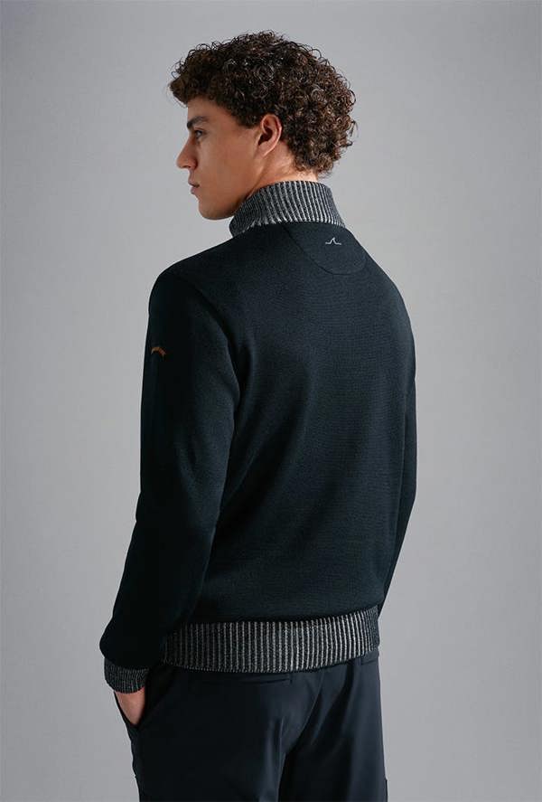Paul & Shark Men's Wool Half Zip Sweater with Moon Badge