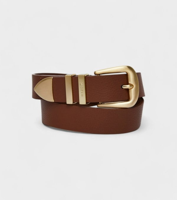 Votch Daisy Vegan Bio-Based Bamboo Western belt in brown