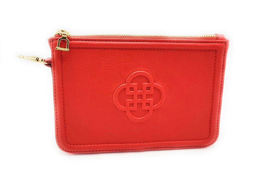 SADDLER FRANKIE Real Leather Designer Zip Top Make-up Pouch| Gift Boxed - Red