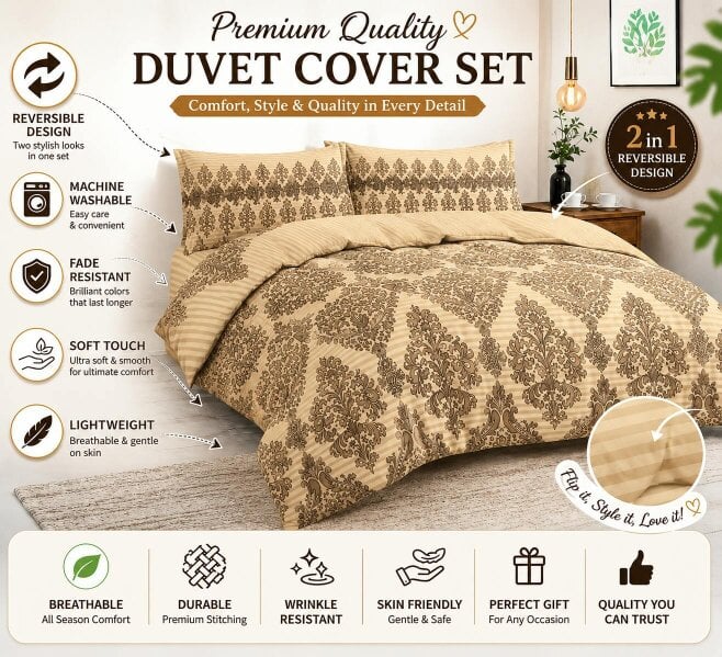 Night Zone Tanya Reversible Floral Duvet Cover Set – Easy Care Quilt Cover Bedding with Pillowcases