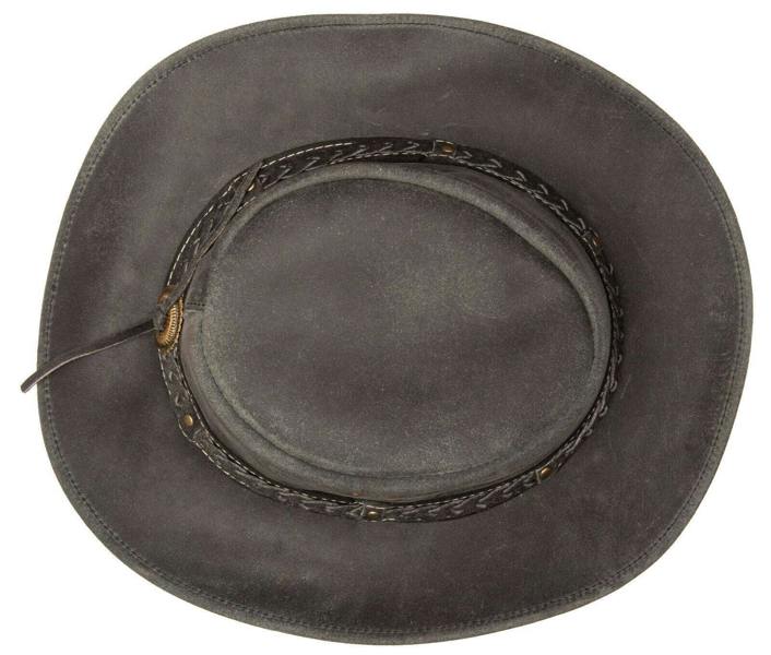 Infinity Leather Cowboy Aussie Real Leather Hat Australian Black Western Outback Bush Hat