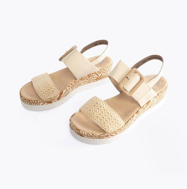 Rieker V3950-61 Womens Sandals - Beige