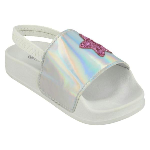 Spot On Girls Spot On Slingback Sliders With Glitter Star Design H0310