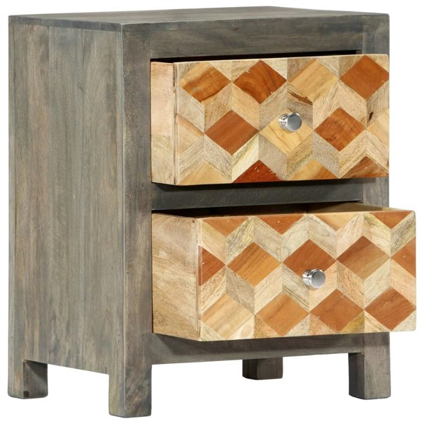 Berkfield Bedside Cabinet Grey 40x30x50 cm Solid Mango Wood