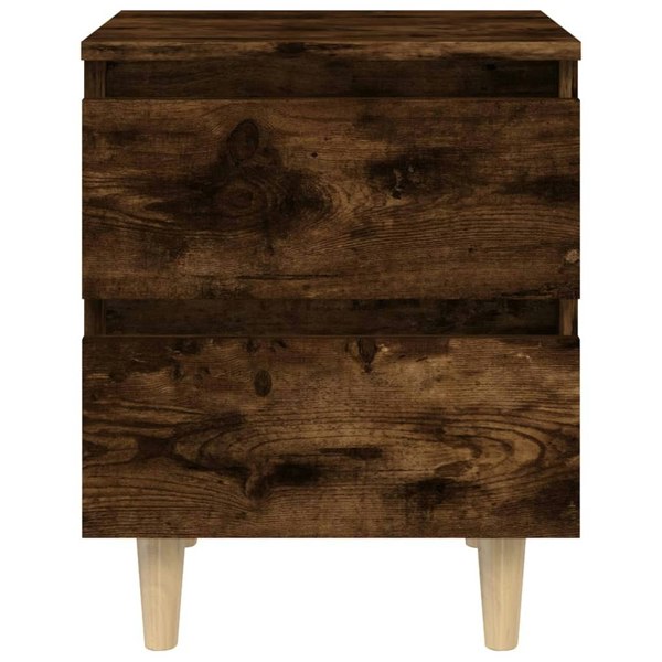Berkfield Bed Cabinet with Solid Wood Legs Smoked Oak 40x35x50 cm