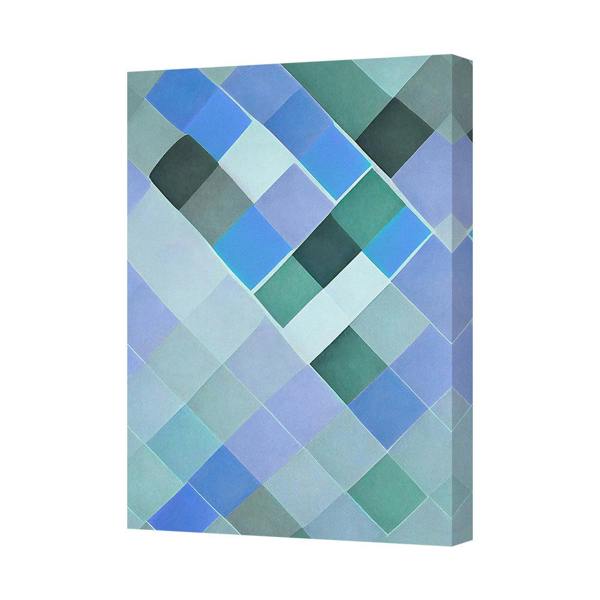 Benjamin Tate Design Abstract Geometric Canvas Wall Art Blue Green Squares Print
