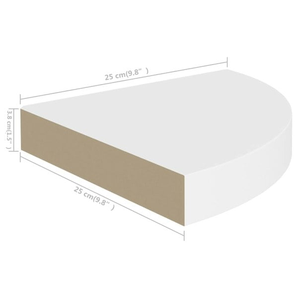 Berkfield Floating Corner Shelves 4 pcs White 25x25x3.8 cm MDF