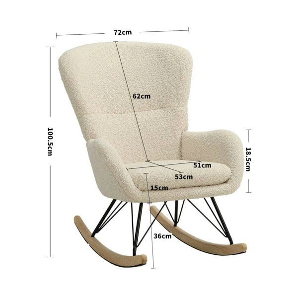 Modern Faux Wool Rocking Chair Upholstered Beige Rocking Chairs Living and Home