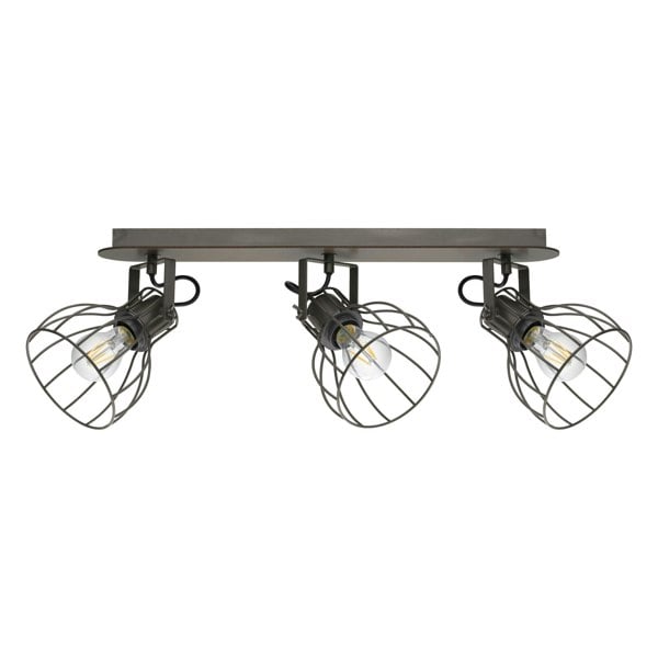Flush Ceiling Light Colour Brown Silver Shade Silver Steel Bulb E27 3x40W Loops