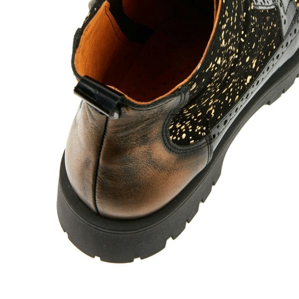 Embassy London Hatter Platform - Drops - Women's ankle boot in golden paint drops on black leather