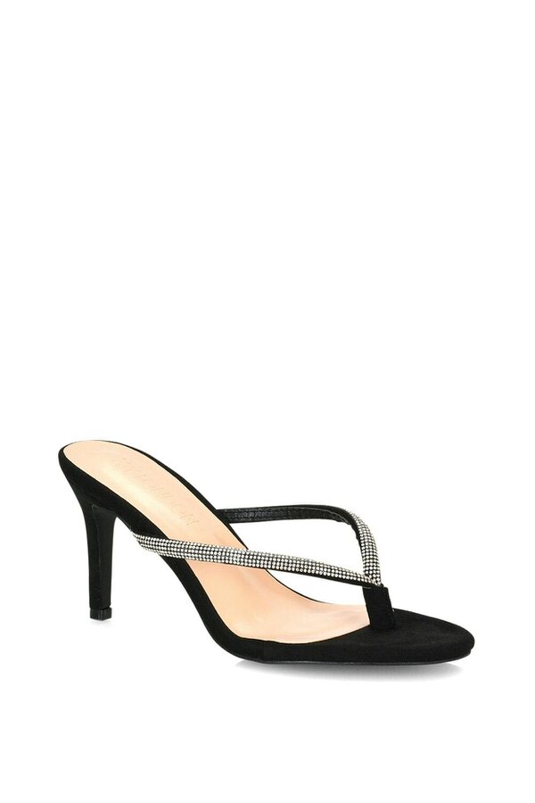 XY LONDON Thong Strap Slip On Stiletto Diamante Heeled Sandal Mules