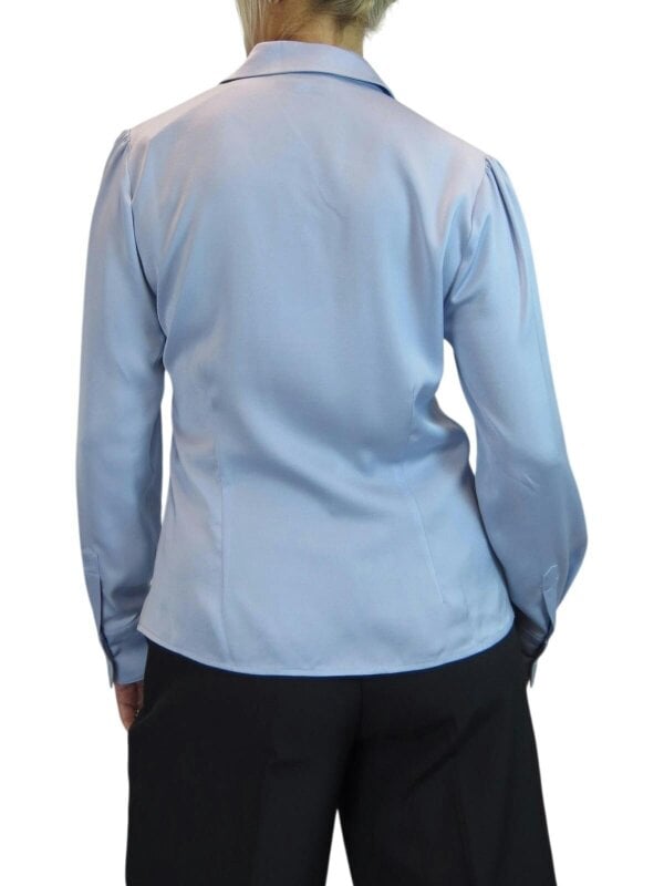 Paulo Due Women's Long Sleeve Tie Front Satin Blouse Shirt