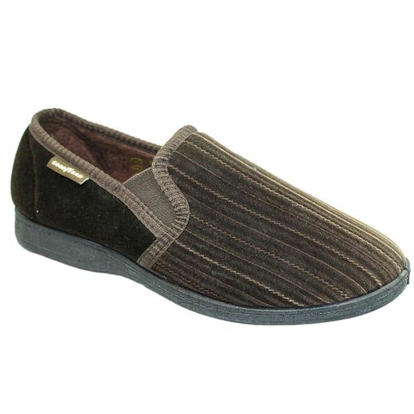 Goodyear Mens Calder Pinstripe Slippers - Brown - 