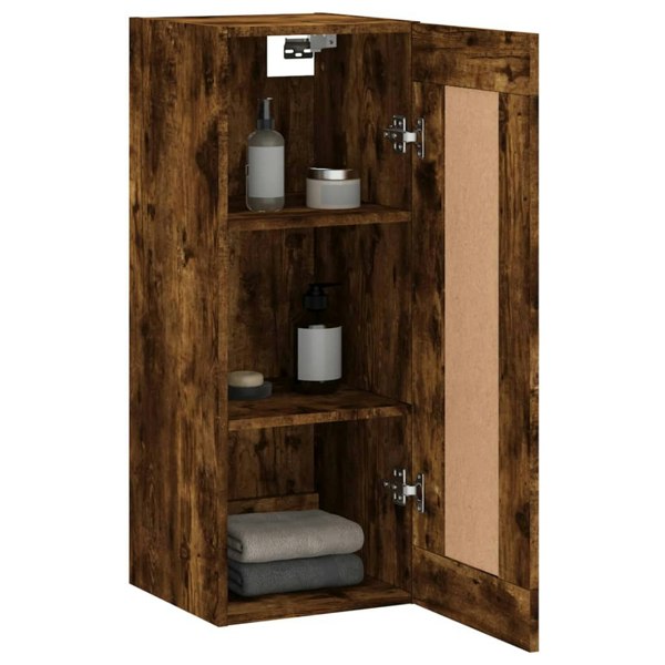 Berkfield Wall Mounted Cabinet Smoked Oak 34.5x34x90 cm Engineered Wood
