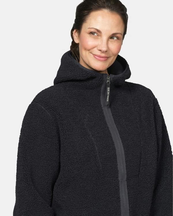 Ilse Jacobsen Bonded Pile Womens Hooded Jacket - Dark Indigo 660