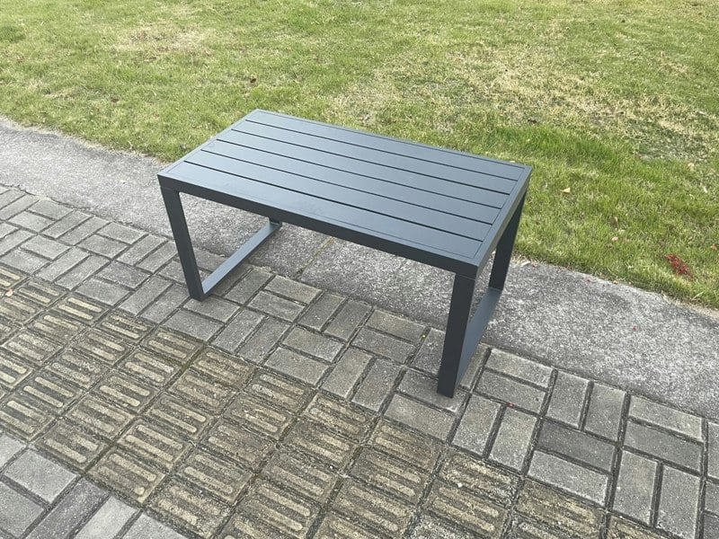 Fimous Aluminum 10 Seater Outdoor Lounge Corner Sofa Set Garden Furniture Sets with Oblong Coffee Table 2 Chairs 2 Big Footstool Dark Grey