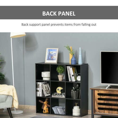 Wyld Haus Remamo Wood Black 3 Tier 9 Cube Storage Bookcase