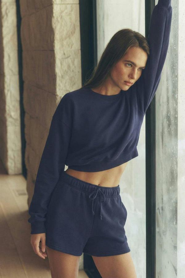 Anniou Cropped Crew Neck Pullover