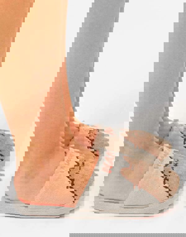 Pusheen Womens Beige Pusheen OR Nah Embroidered Graphic Mule Slippers