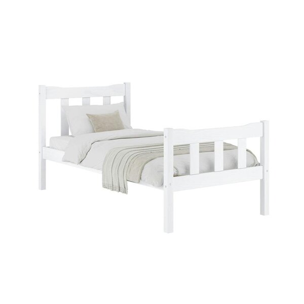 Wyld Haus Tralee White Washed Wooden 3ft Single Bed with Slatted Headboard and Footboard