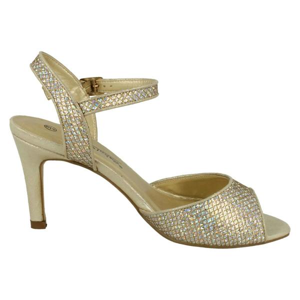 Anne Michelle Ladies Anne Michelle Glitter Peep Toe Heels F10467