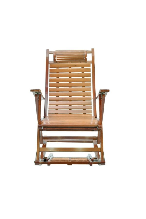 Living and Home Bamboo Foldable Recliner Lounge Rocking Chair
