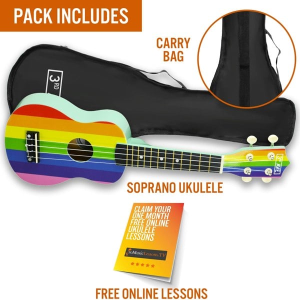 3rd Avenue Soprano Ukulele Ukuleles#Colour_Rainbow